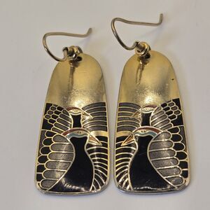 Vintage Laurel Burch Moondoves Earrings Artisan Folk Art Boho Bird Enamel Signed